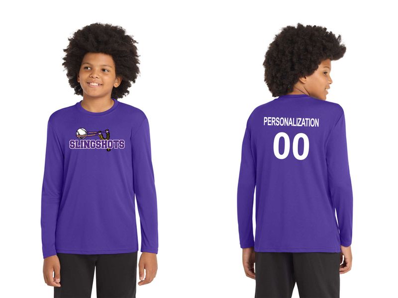 Youth Long Sleeve Performance Tee- Black, White, Grey Concrete, Purple