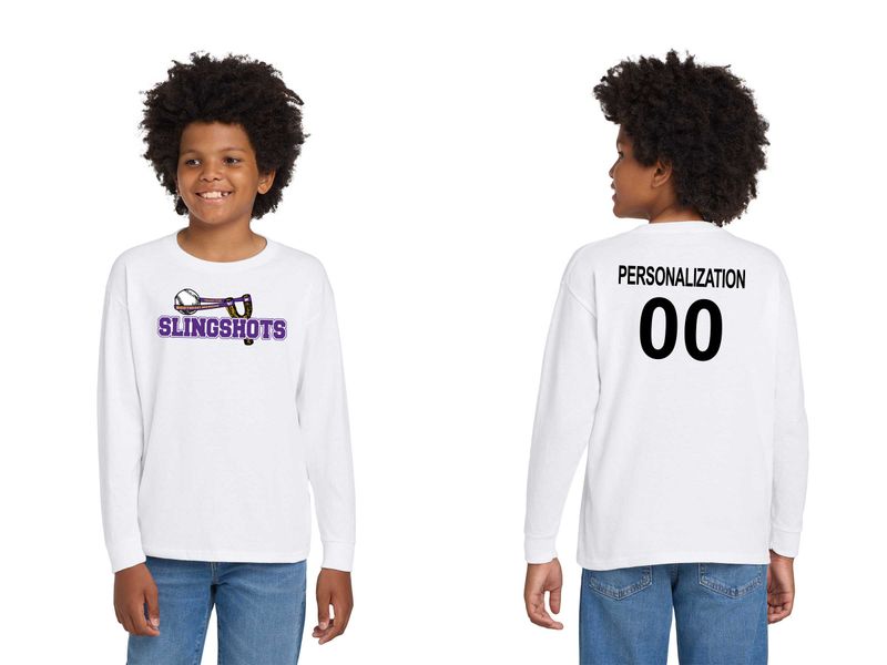 Youth Cotton Long Sleeve T-Shirt- Black, White, Sport Grey, Purple