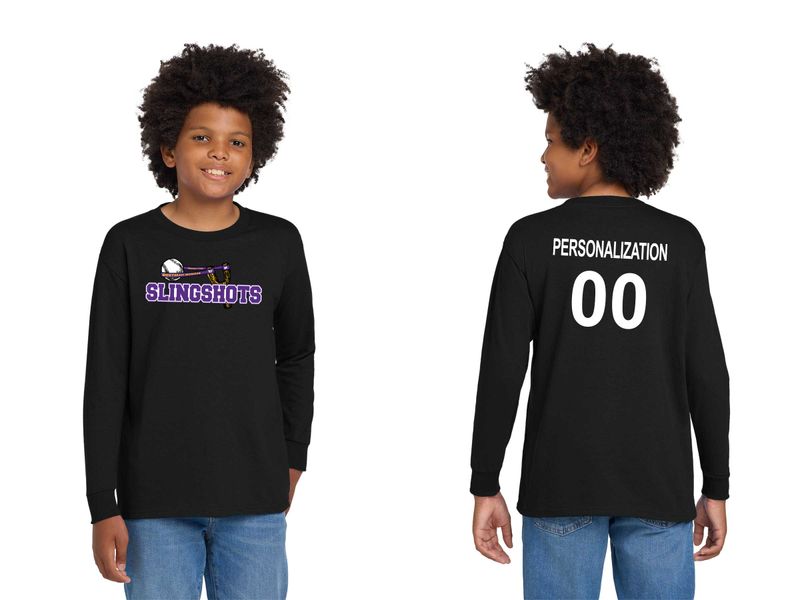Youth Cotton Long Sleeve T-Shirt- Black, White, Sport Grey, Purple