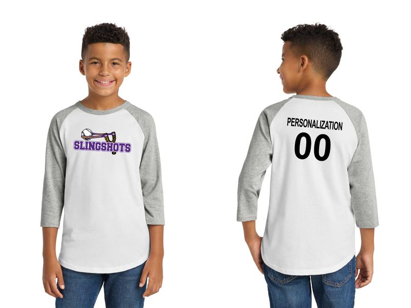 Youth Baseball Tee-Heather Grey/Black, White/Black, White/Grey, White/Purple