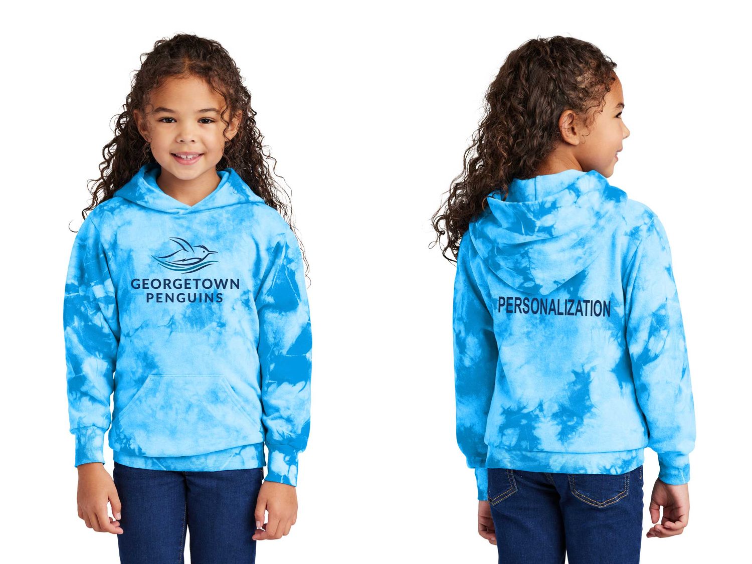 Port & Co Youth Crystal Tie-Dye Pullover Hoodie- Sky Blue Port & Co Youth Crystal Tie-Dye Pullover Hoodie- Sky Blue