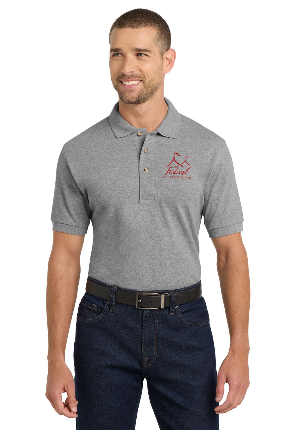 NEW Port Authority Heavyweight Cotton Pique Polo- Red, Oxford