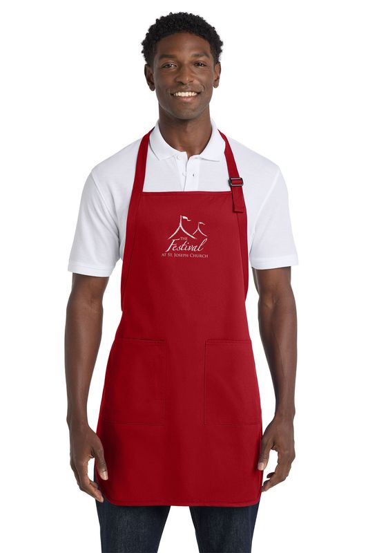 NEW Port Authority Full Length Apron with Pockets- Red, Storm Grey