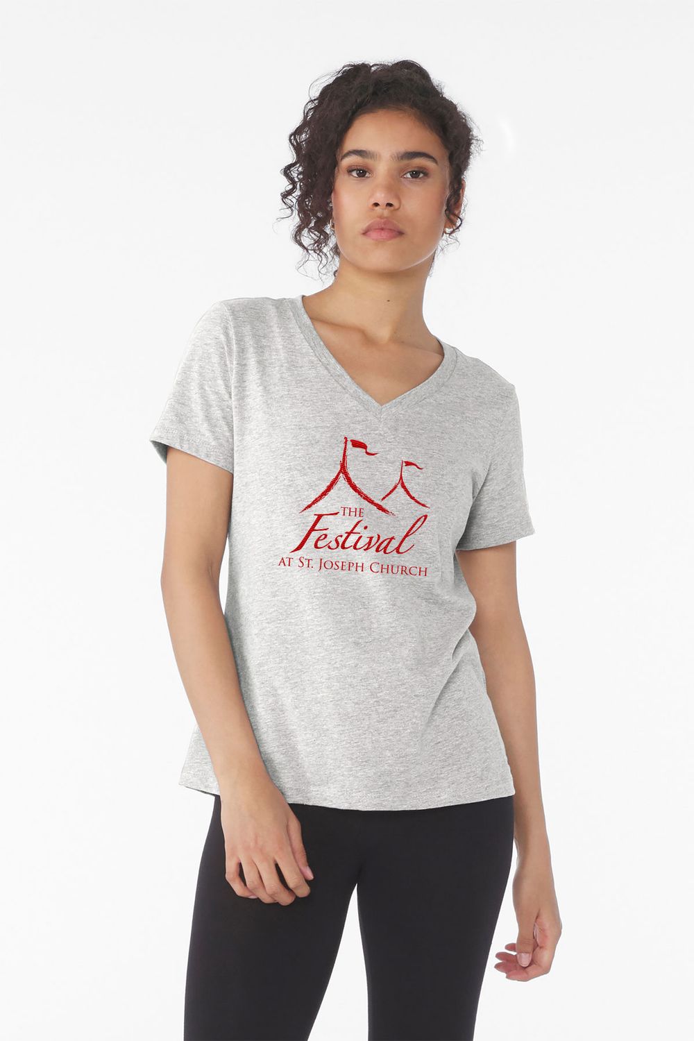 NEW Bella+Canvas Women’s Relaxed Jersey Short Sleeve V-Neck Tee- Athletic Heather, Red
