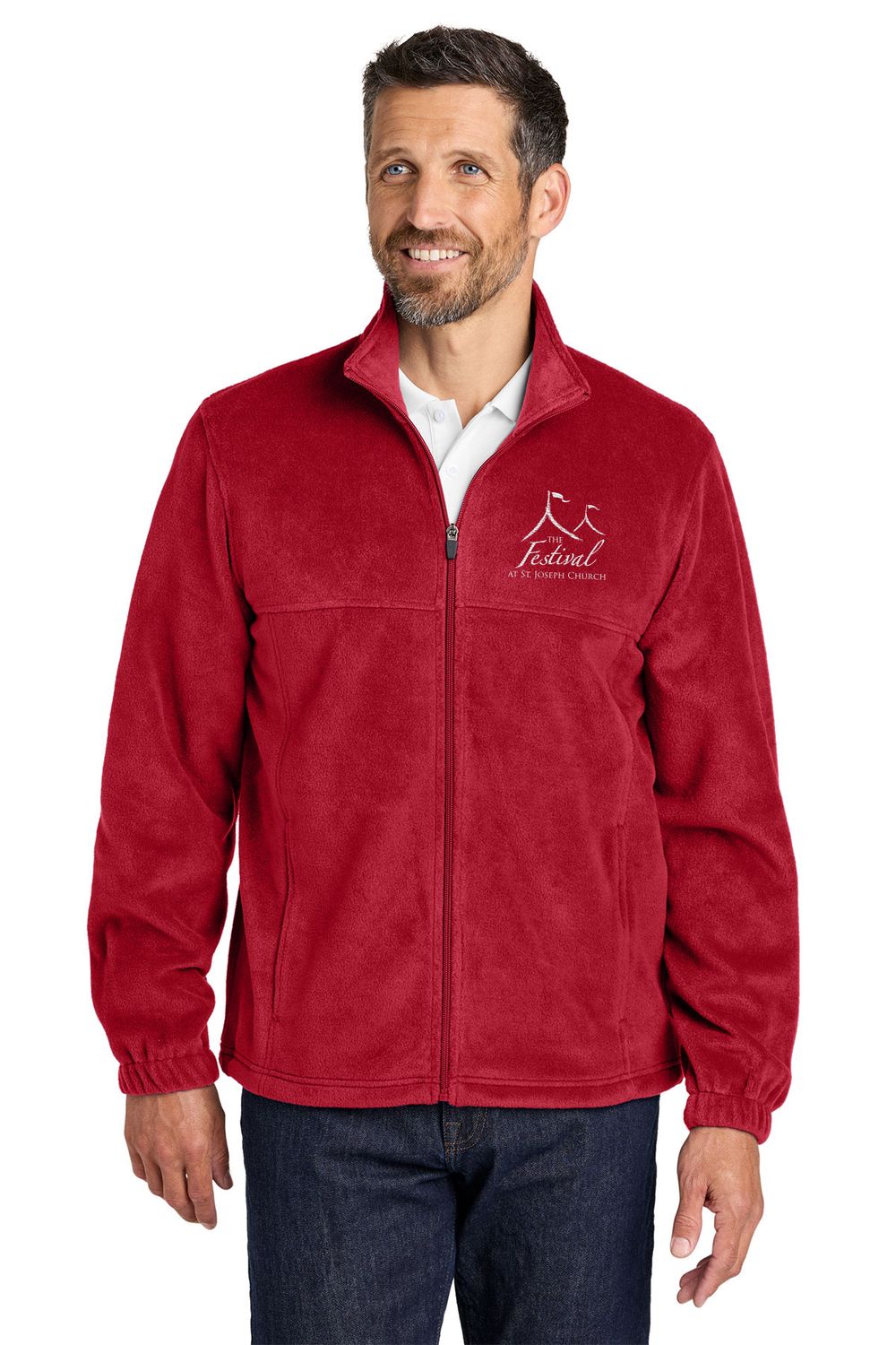 NEW Port Authority Plush Fleece Full-Zip Jacket- Red, Storm Grey NEW Port Authority Plush Fleece Full-Zip Jacket- Red, Storm Grey