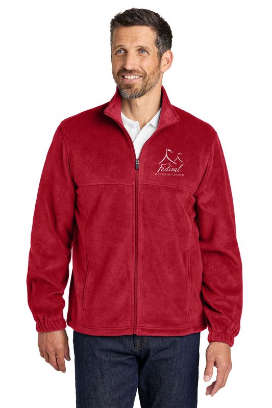 NEW Port Authority Plush Fleece Full-Zip Jacket- Red, Storm Grey