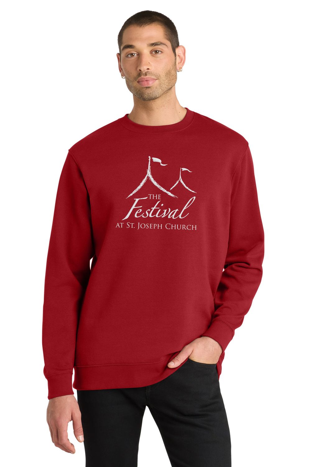 NEW District V.I.T. Fleece Crew- Red, Light Heather Grey