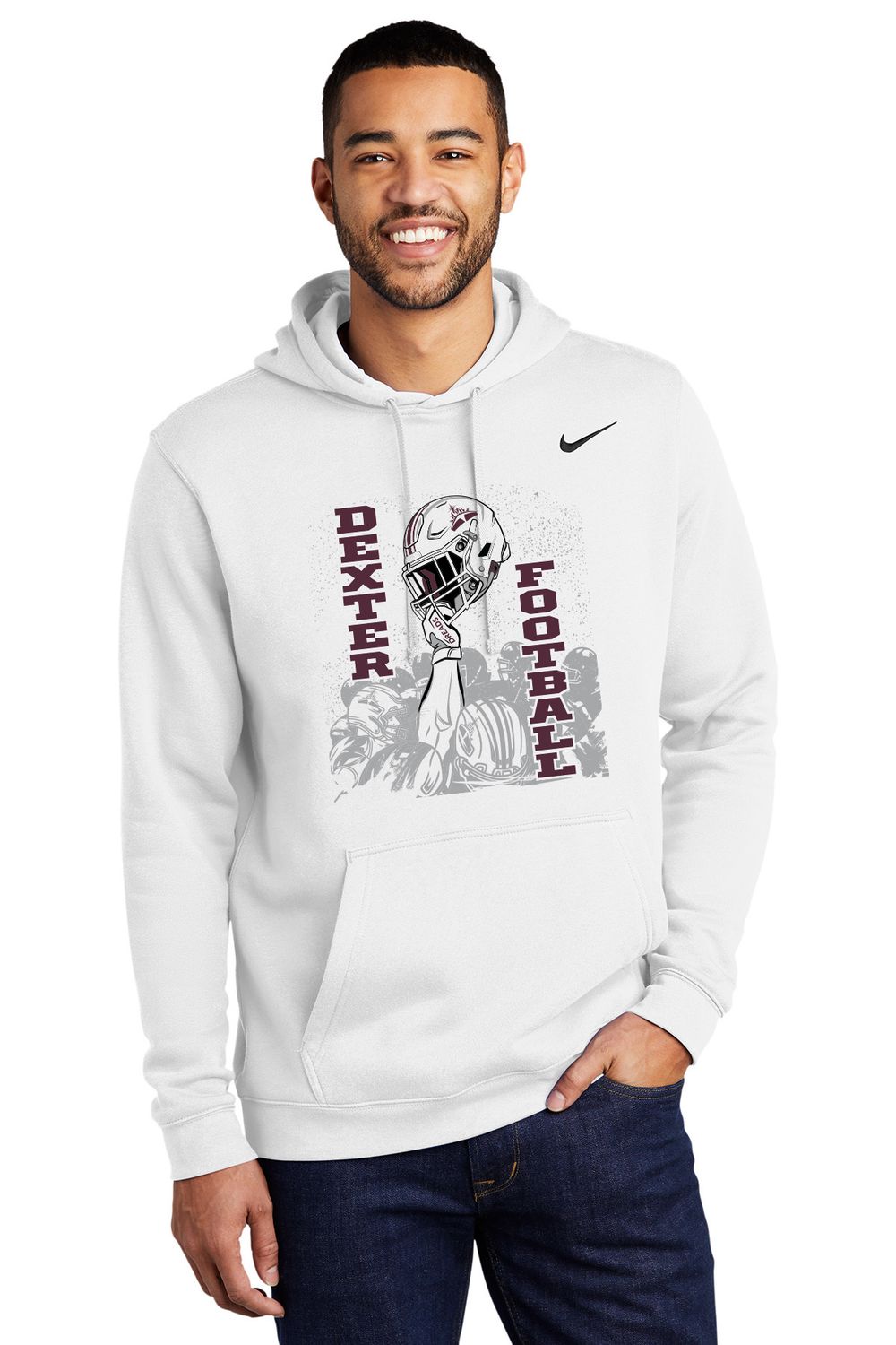 (OPTIONAL NIKE PLAYER PACK ITEM) Nike Club Fleece Hooded Sweatshirt-WHITE (No Youth Sizes Available)