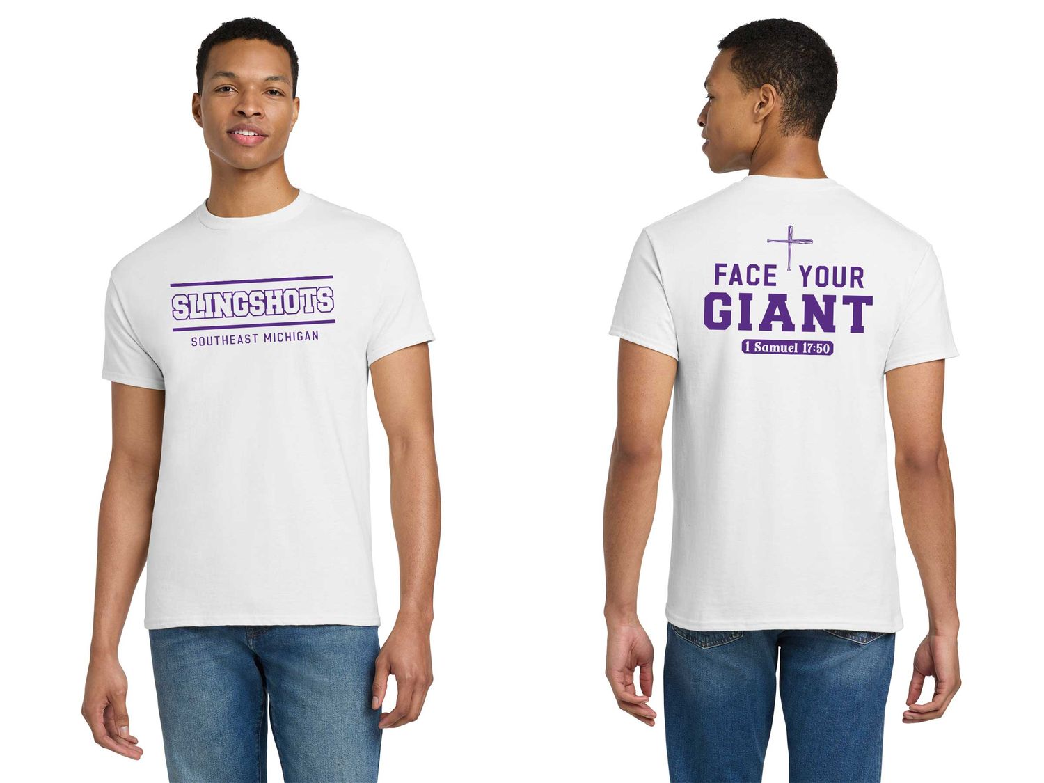 TEXT logo- Adult Unisex Cotton Tee- Black, Sport Grey, Purple, White TEXT logo- Adult Unisex Cotton Tee- Black, Sport Grey, Purple, White