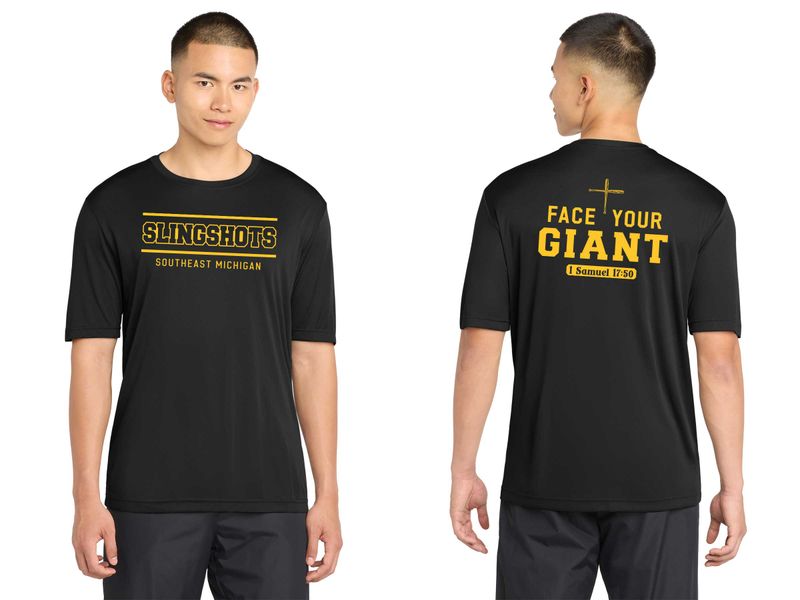 TEXT logo- Adult Short Sleeve Performance Tee- Black, White, Grey Concrete, Purple