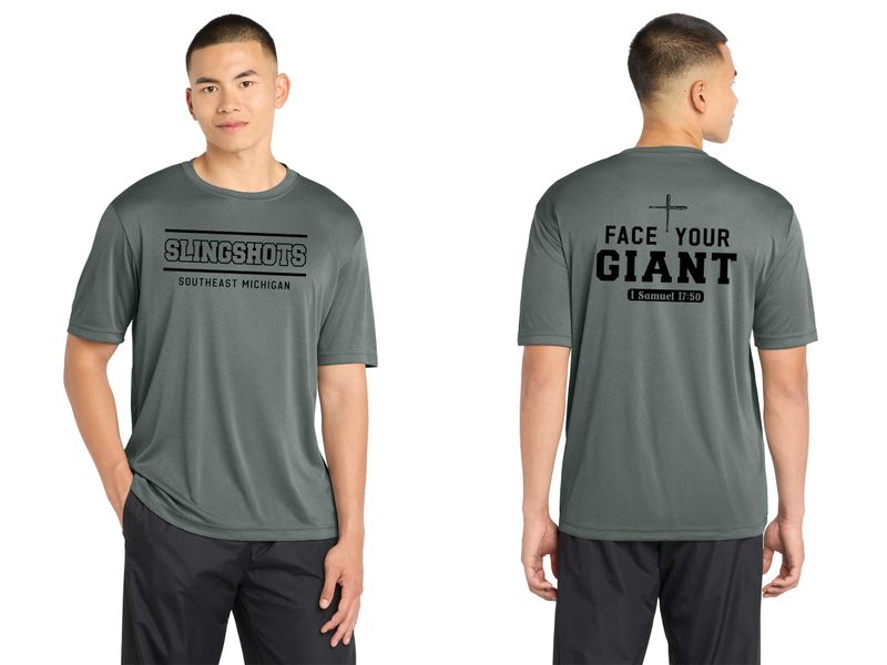 TEXT logo- Adult Short Sleeve Performance Tee- Black, White, Grey Concrete, Purple