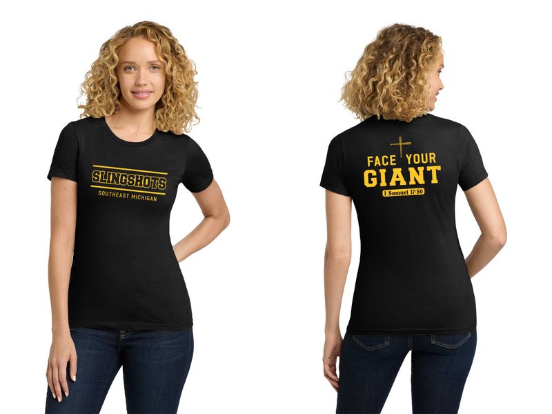 TEXT logo- Next Level Ladies Cotton Tee- Black, White, Grey, Purple
