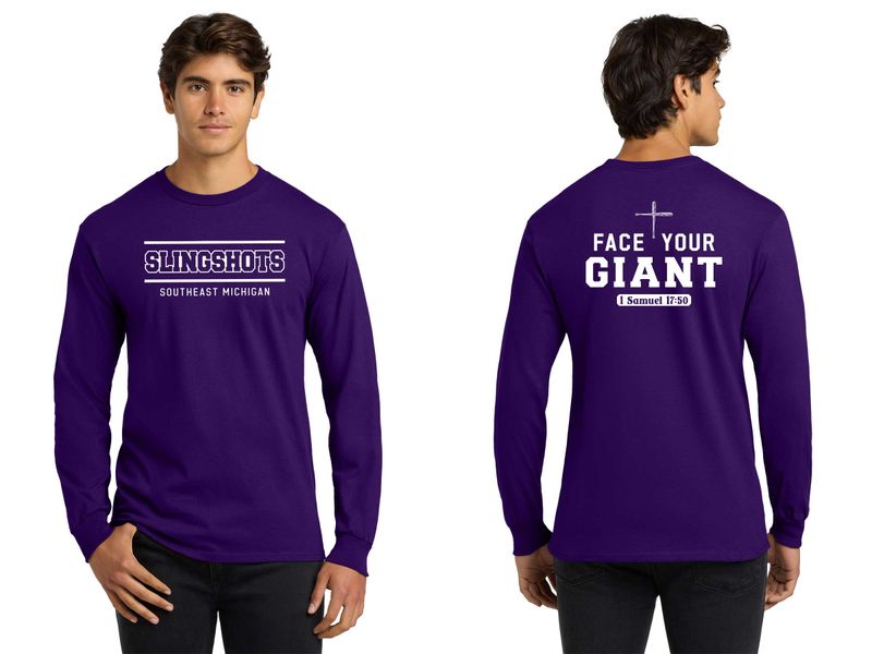 TEXT logo- Adult Long Sleeve Tee- Sport Grey, White, Black, Purple