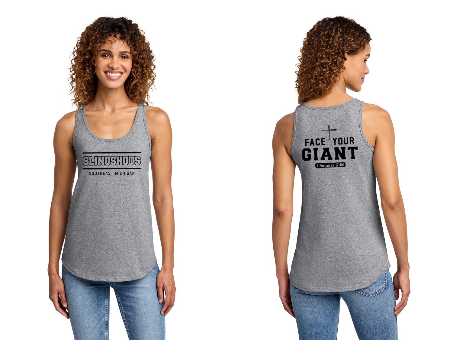 TEXT logo- Ladie's Core Cotton Tank Top- Black, Athletic Heather, White TEXT logo- Ladie's Core Cotton Tank Top- Black, Athletic Heather, White