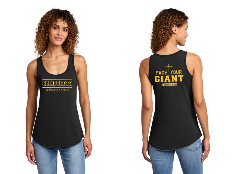 TEXT logo- Ladie's Core Cotton Tank Top- Black, Athletic Heather, White