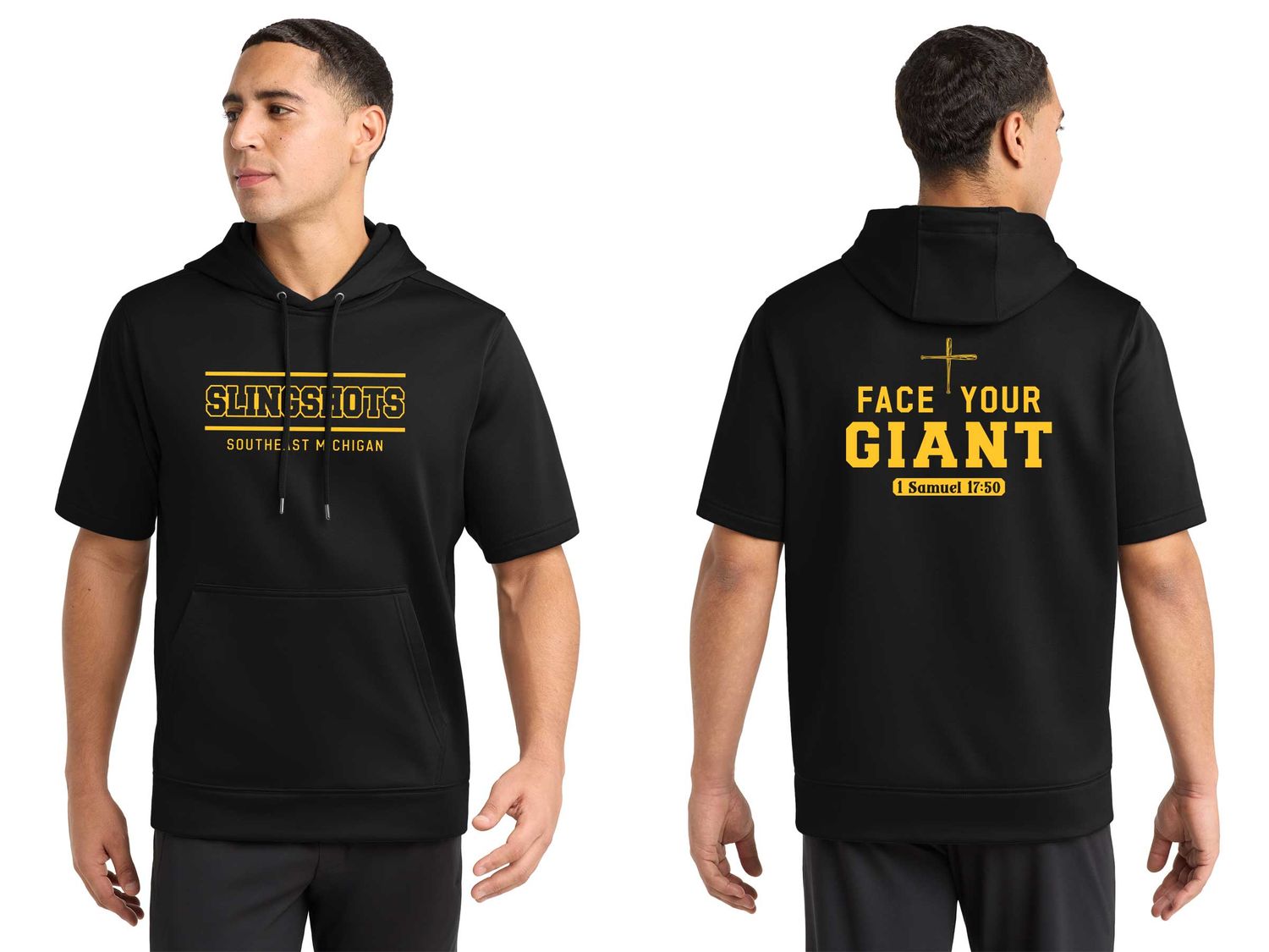 TEXT logo- Sport-Tek Sport-Wick Fleece Short Sleeve Hooded Pullover- Black, Grey, White TEXT logo- Sport-Tek Sport-Wick Fleece Short Sleeve Hooded Pullover- Black, Grey, White