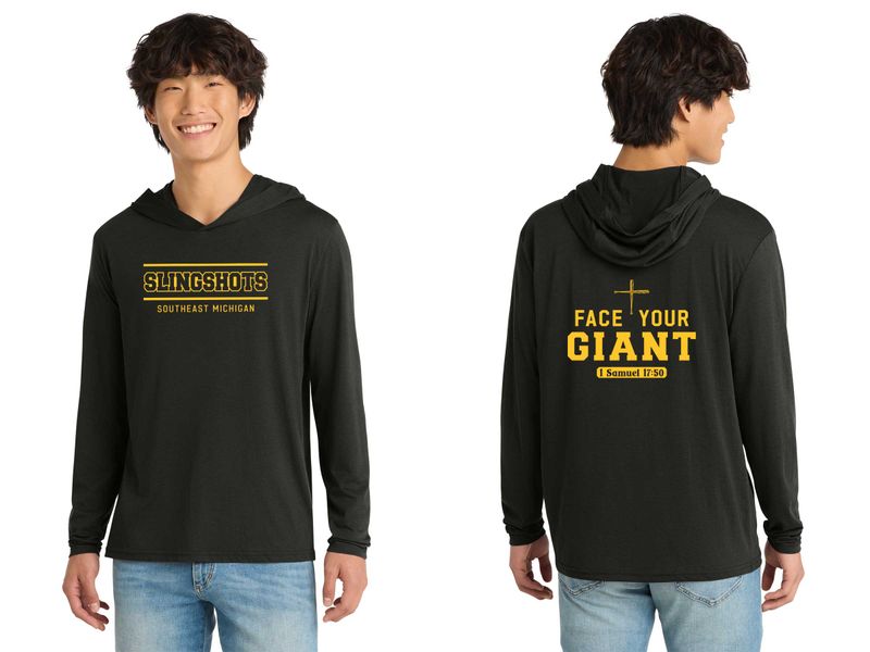 TEXT logo- Adult Lightweight Long Sleeve Hoodie - Black, White, Grey