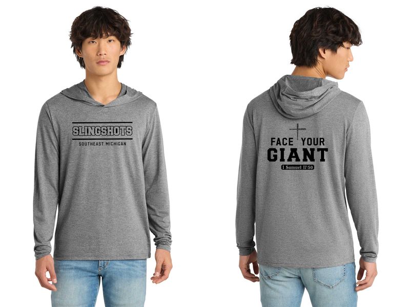 TEXT logo- Adult Lightweight Long Sleeve Hoodie - Black, White, Grey