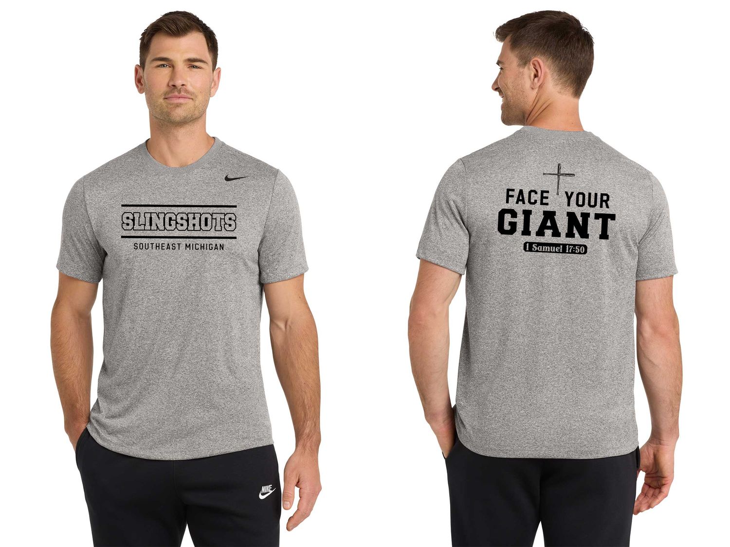 TEXT Logo- Nike Performance Short Sleeve Tee - Black, Carbon Heather, White, Purple