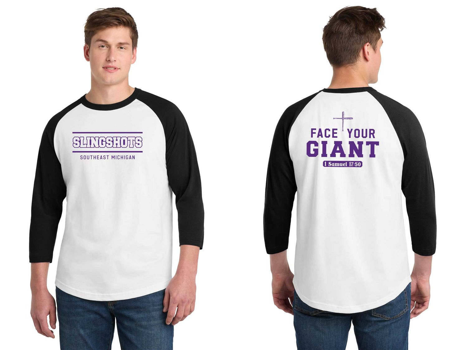 TEXT logo- Unisex Baseball Tee-Heather Grey/Black, White/Black, White/Grey, White/Purple TEXT logo- Unisex Baseball Tee-Heather Grey/Black, White/Black, White/Grey, White/Purple