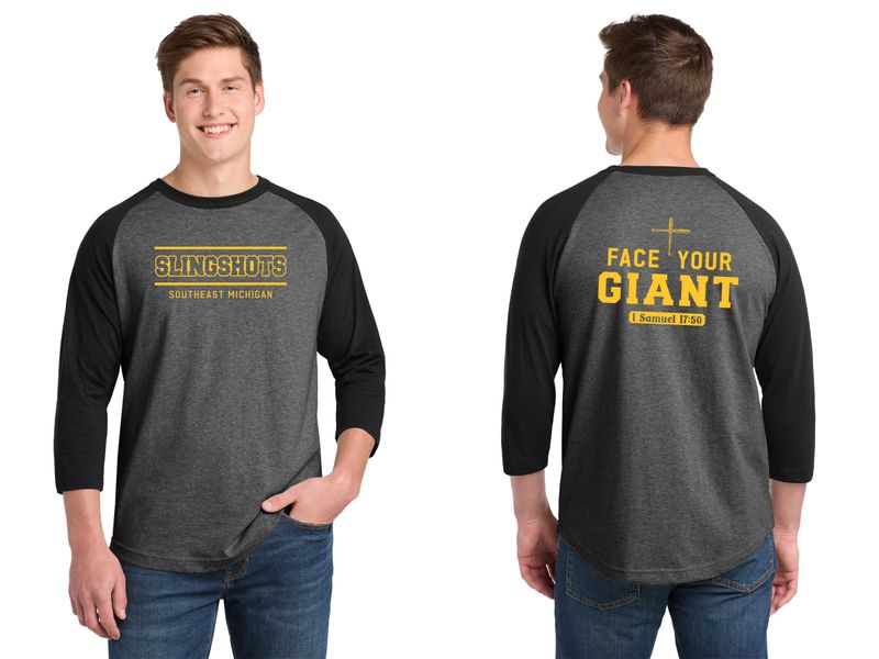 TEXT logo- Unisex Baseball Tee-Heather Grey/Black, White/Black, White/Grey, White/Purple