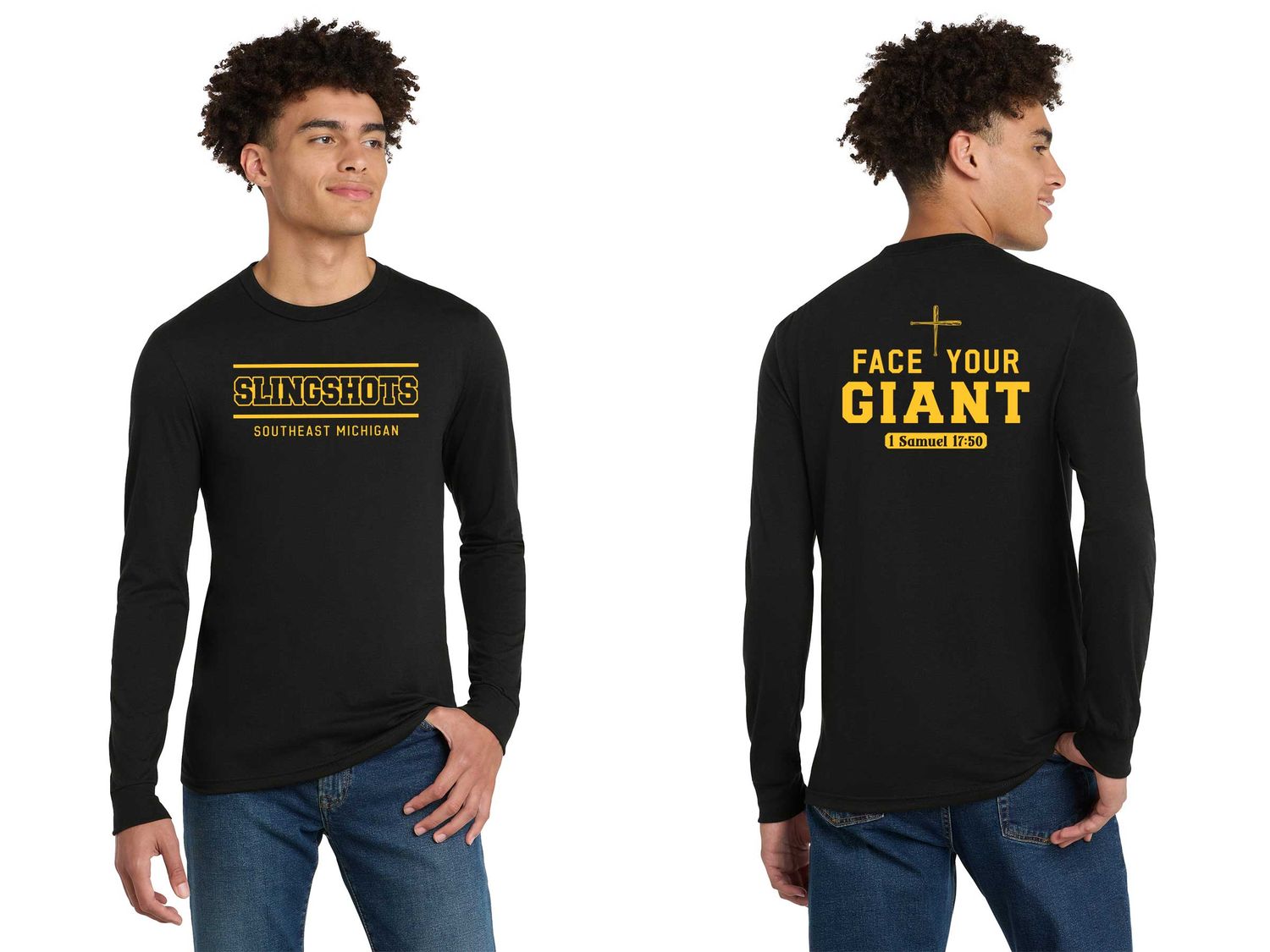 TEXT logo- Unisex District Perfect Tri Long Sleeve Tee - Black, White, Grey TEXT logo- Unisex District Perfect Tri Long Sleeve Tee - Black, White, Grey
