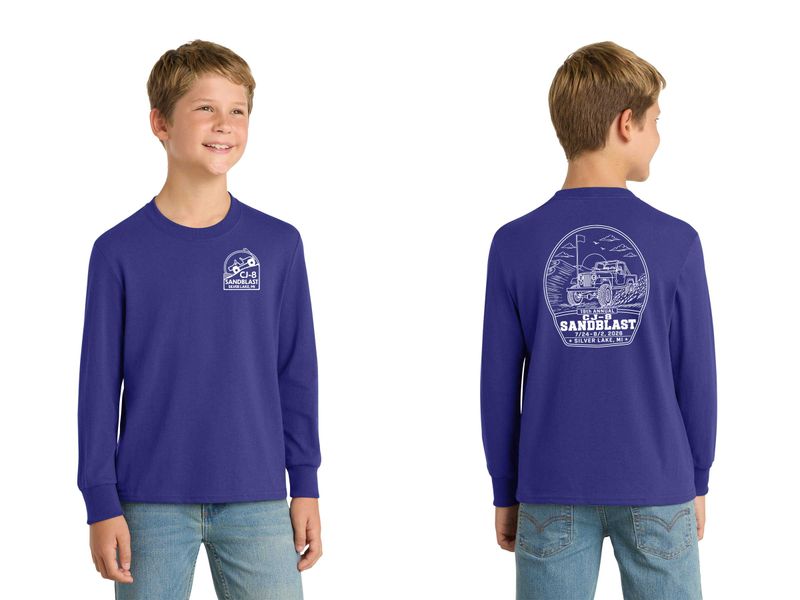 Youth Long Sleeve Cotton T-Shirt- Purple