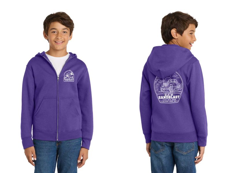 Youth Fleece Full-Zip Hooded Sweatshirt- Purple
