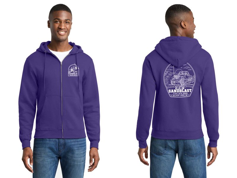 Unisex Core Fleece Full-Zip Hooded Sweatshirt -Purple