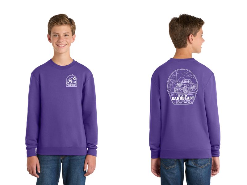 Port & Co Youth Core Fleece Crewneck Sweatshirt- Purple