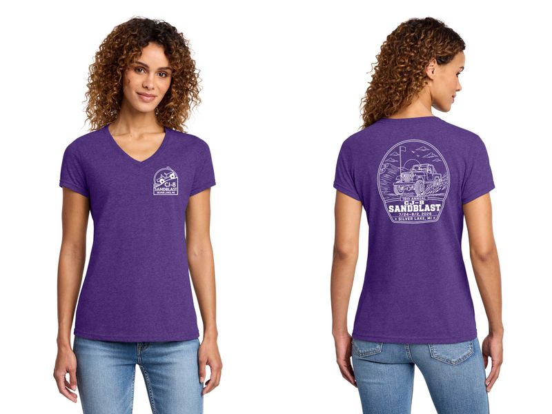 Ladies V-Neck Tee-Purple