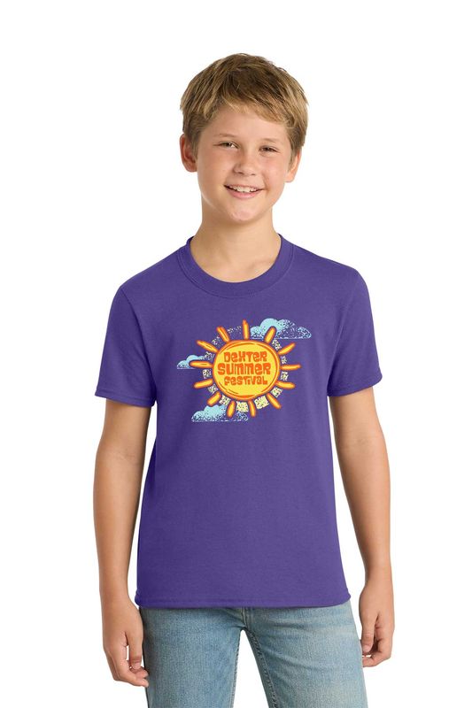 Port & Co Youth Core Blend Tee- Aquatic Blue, Athletic Heather, Purple