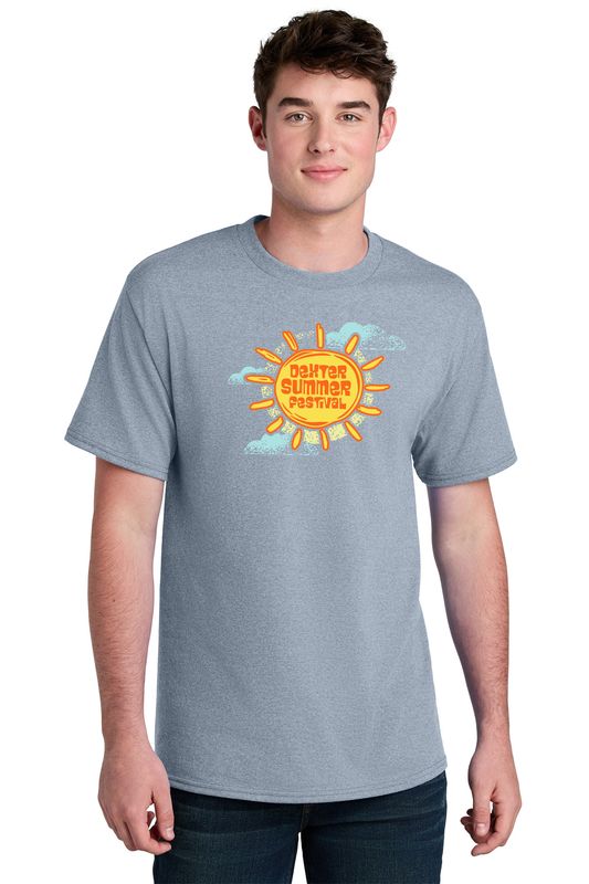 Port & Co Core Blend Recycled Tee- Aquatic Blue, Athletic Heather, Purple