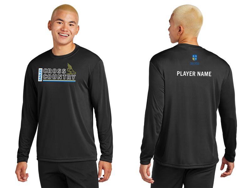 Cross Country Warm Up Shirt: Long Sleeve Performance (Adult & Youth sizes)- Black