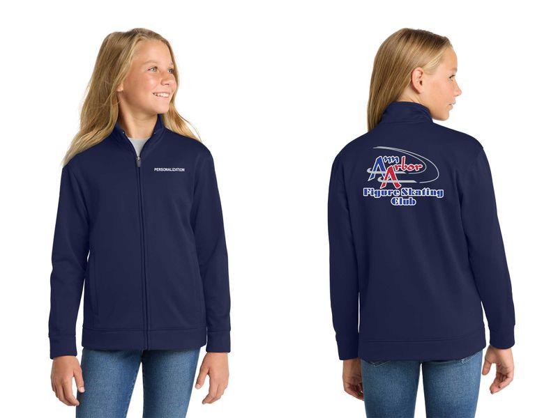 Youth Performance Fleece Full Zip Jacket- Navy