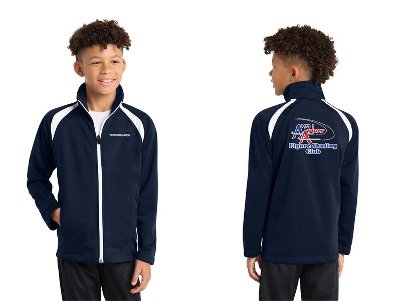 Sport-Tek Youth Tricot Track Jacket- Navy/White