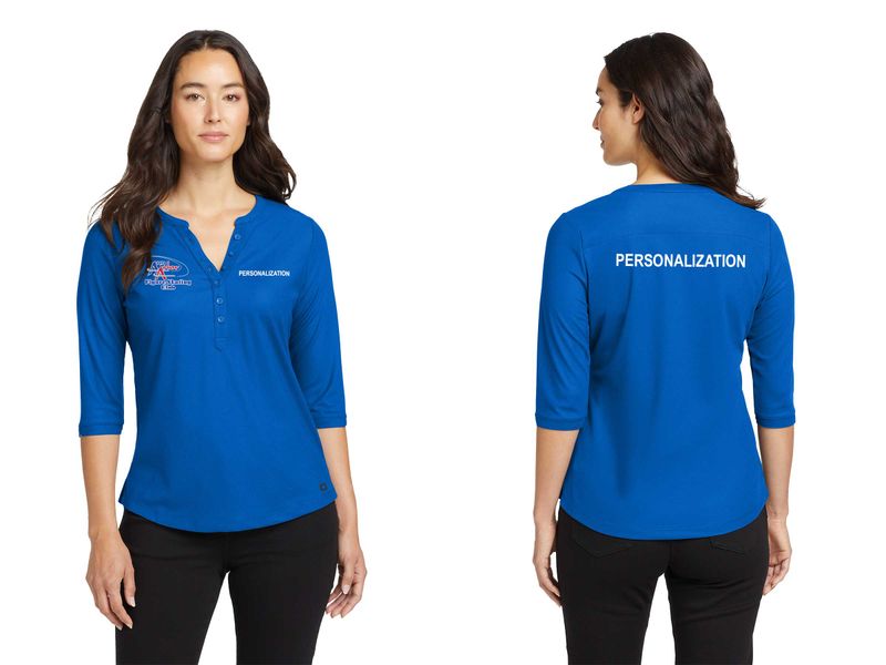 OGIO® Women's Jewel Henley - Electric Blue, Blacktop, Diesel Grey