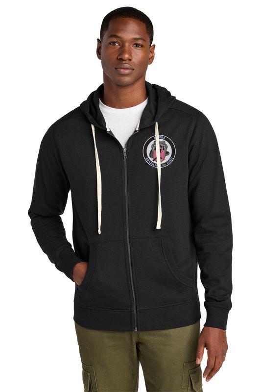 Adult Fleece Full Zip Hoodie-  Black, Charcoal Heather