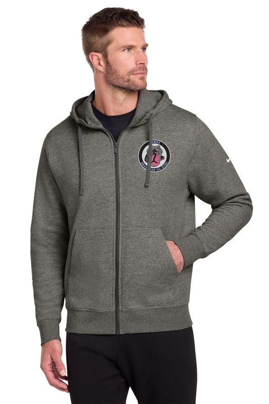 Men's Nike Club Fleece Full-Zip Hoodie - Charcoal Heather, Black