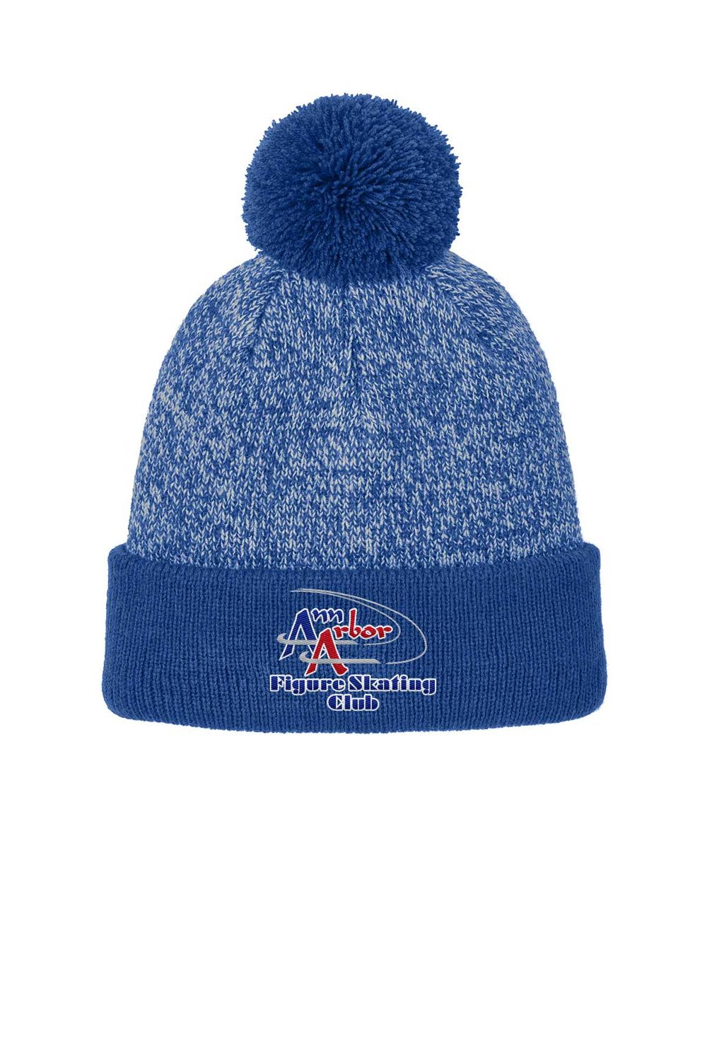 Sport-Tek Halftime Heather Pom Beanie- True Royal/Silver, Forest Green/Black, Black/Silver Sport-Tek Halftime Heather Pom Beanie- True Royal/Silver, Forest Green/Black, Black/Silver