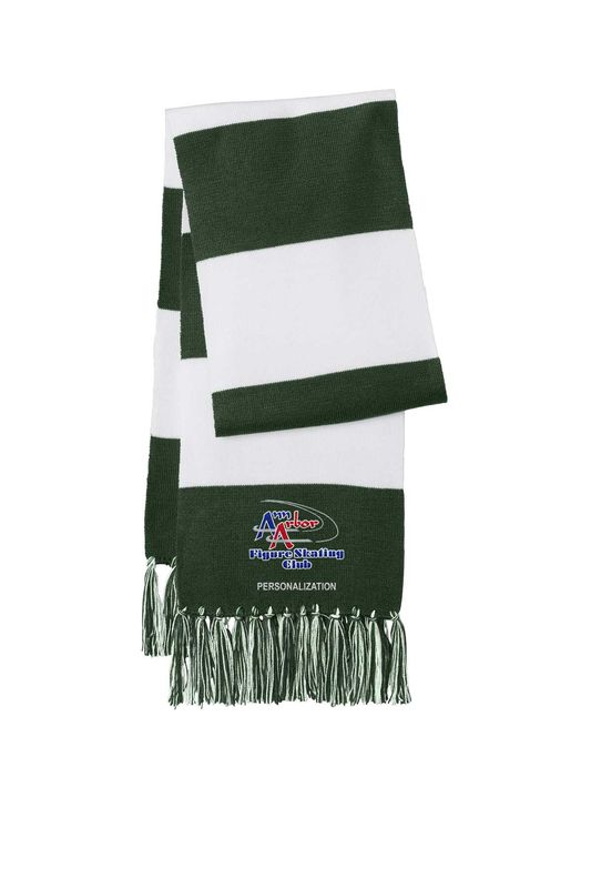 Sport-Tek® Spectator Scarf - True Royal/White, Forest Green/White, Purple/White, Black/Iron Grey, Carolina Blue/White