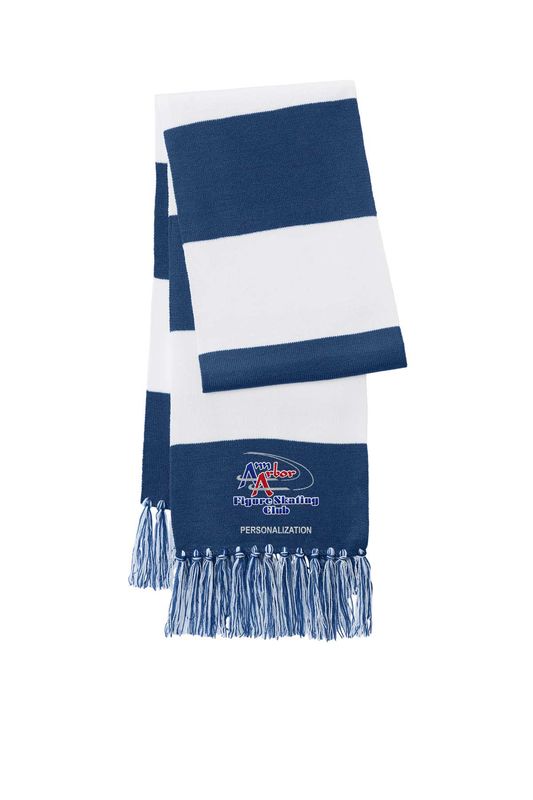 Sport-Tek® Spectator Scarf - True Royal/White, Forest Green/White, Purple/White, Black/Iron Grey, Carolina Blue/White