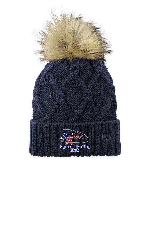 New Era Faux Fur Pom Beanie - Deep Navy, Black, Heather Grey