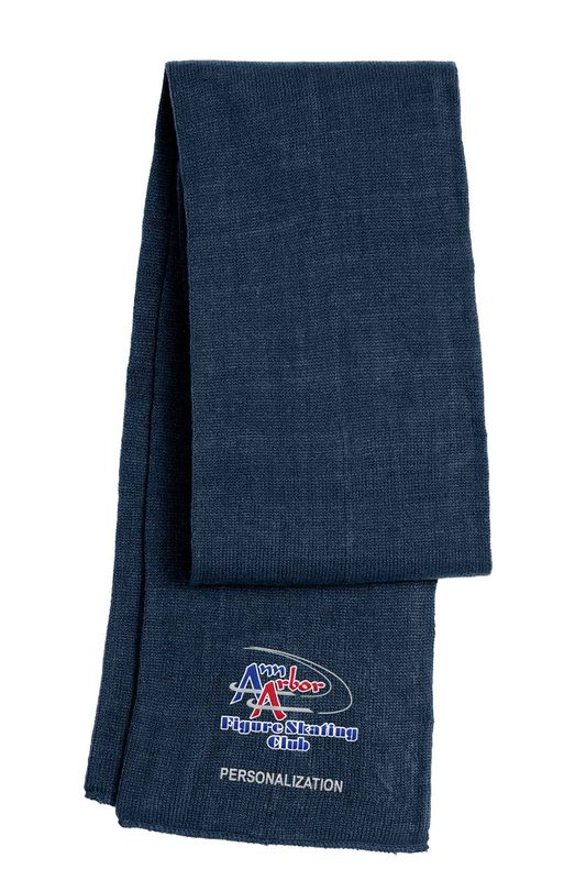 Port & Company Knitted Scarf- Navy, Black, Athletic Oxford