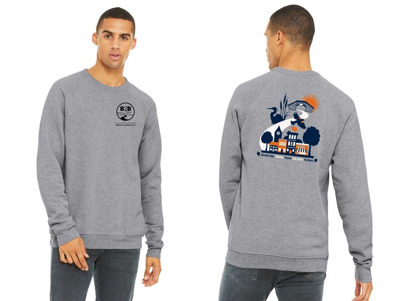 B2B 5 CITIES logo: Unisex Bella and Canvas Sponge Fleece Crewneck Sweatshirt - Heather Dust, Athletic Heather