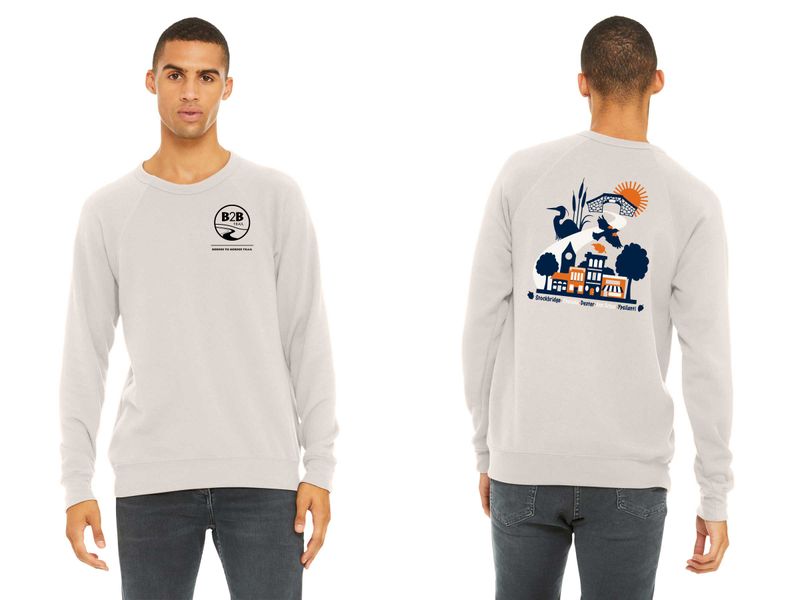 B2B 5 CITIES logo: Unisex Bella and Canvas Sponge Fleece Crewneck Sweatshirt - Heather Dust, Athletic Heather B2B 5 CITIES logo: Unisex Bella and Canvas Sponge Fleece Crewneck Sweatshirt - Heather Dust, Athletic Heather