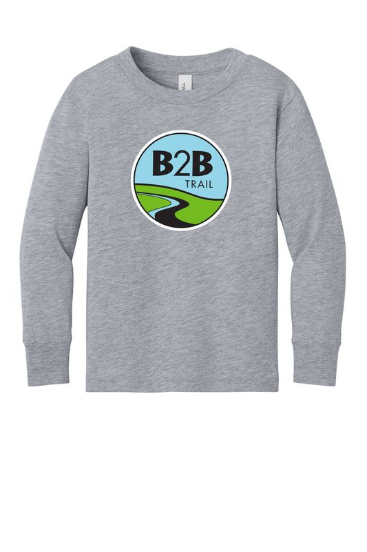 B2B TRAIL logo: BELLA+CANVAS® Toddler Jersey Long Sleeve Tee- Athletic Heather, Black B2B TRAIL logo: BELLA+CANVAS® Toddler Jersey Long Sleeve Tee- Athletic Heather, Black