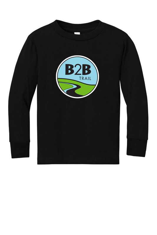 B2B TRAIL logo: BELLA+CANVAS® Toddler Jersey Long Sleeve Tee- Athletic Heather, Black