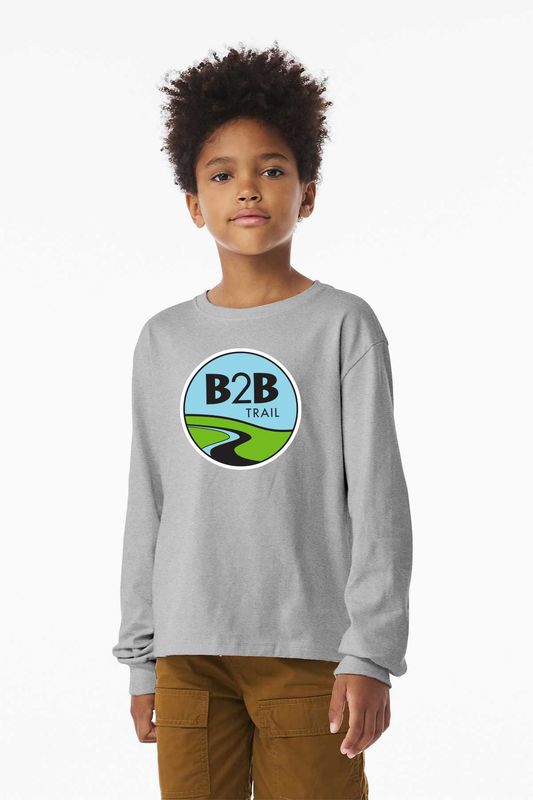 B2B TRAIL logo: BELLA+CANVAS Youth Heavyweight Long Sleeve Tee - Athletic Heather, Forest, Toast B2B TRAIL logo: BELLA+CANVAS Youth Heavyweight Long Sleeve Tee - Athletic Heather, Forest, Toast