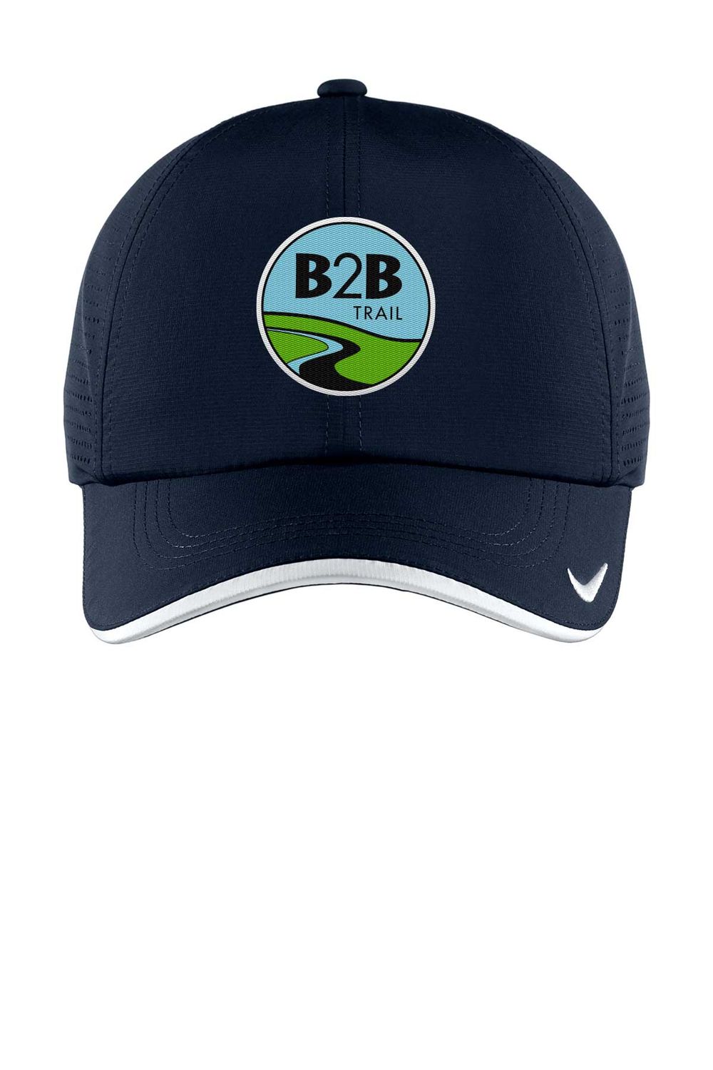 B2B TRAIL logo: Nike Dri-FIT Perforated Performance Cap - Navy/White B2B TRAIL logo: Nike Dri-FIT Perforated Performance Cap - Navy/White